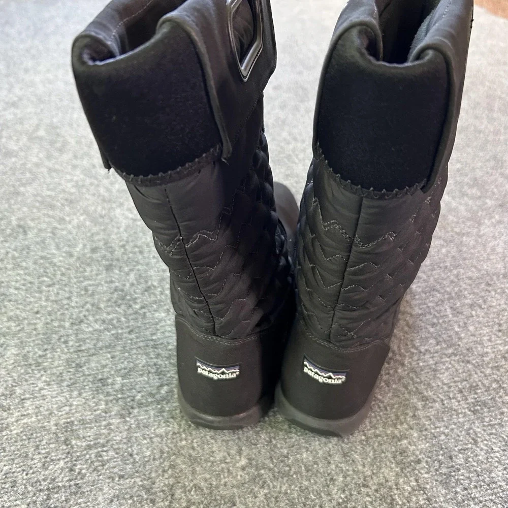 Patagonia Boots Fiona‎ Quilted Mid Snow Womens 9.5 Black Zip Insulated Winter